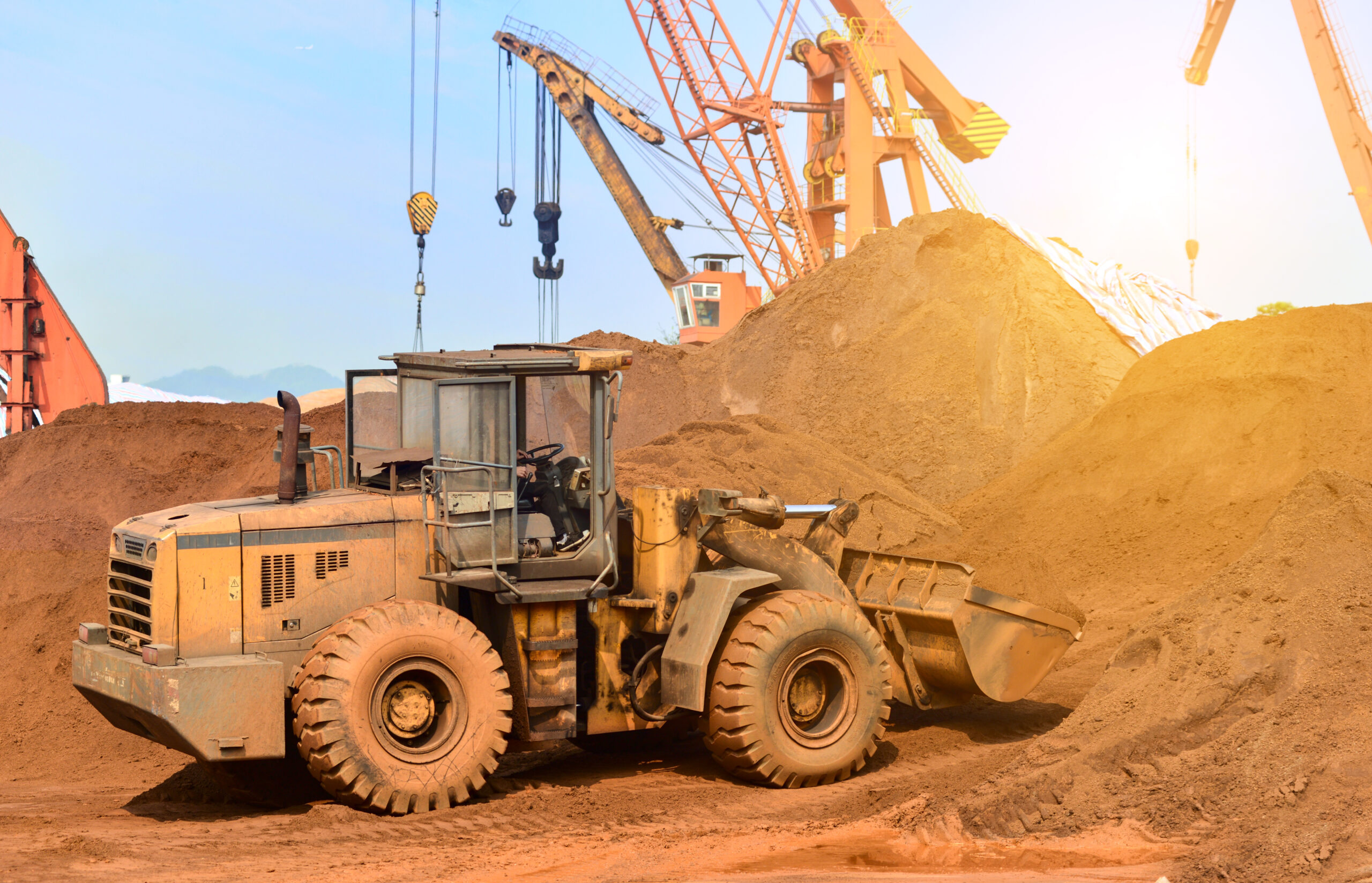 close up of a construction site excavator